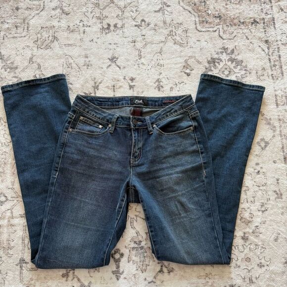 y2k grunge contrast stitch embroidered mid rise jeans - Picture 5 of 5